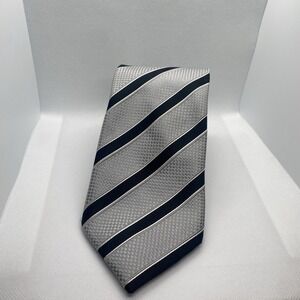 Donald J Trump Signature Collection Necktie Men's Tie Black Silver Striped Silk